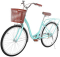 Women Bikes Beach Cruiser Bike 26in Classic Bicycle Retro Bicycle with Comfortable Seats and Baskets &amp; Back Seats Womens Bike Single Speed Bicycle Commuter Bicycle 【US Stock】