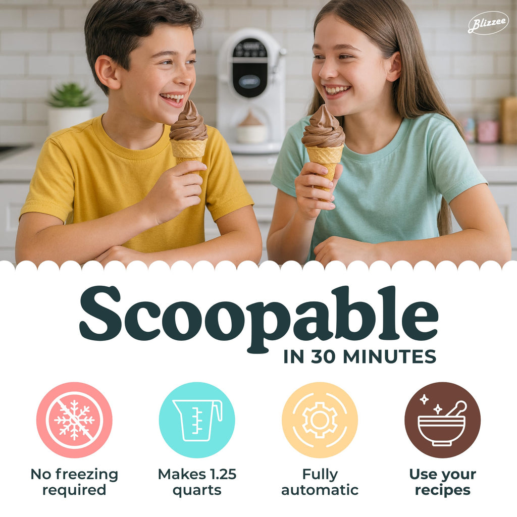 Soft Serve Ice Cream Machine 1.25Qt | No Pre-Freezing Countertop Ice Cream Maker for Home | -In Compressor | Adjustable Hardness, LED Display | Frozen Yogurt, Gelato, Dairy Free