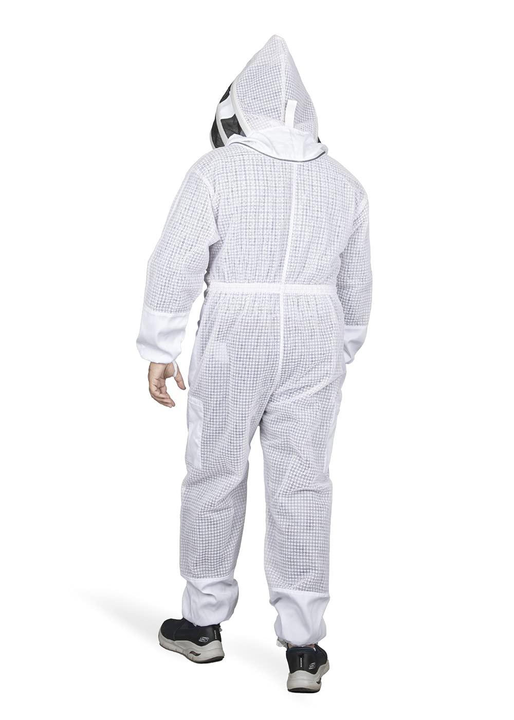 sting proof premium 3 layer unisex white mesh beekeeping suit ultra ventilated beekeeping suit fencing veil-2xl