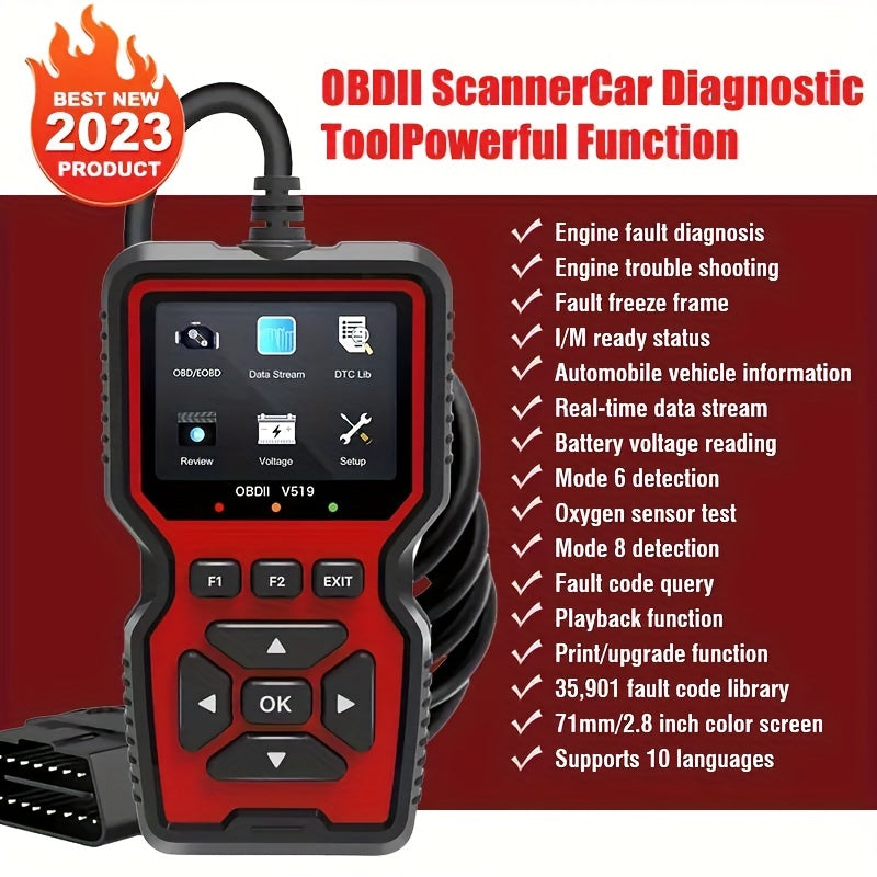 Scanner Fault Diagnosis Tester V519 OBD2 Muti-Languages Support Read & Clear Fault-Code Comprehensive Fault Diagnosis Instrument