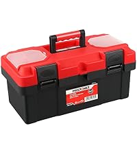 Tool Box 16 inch, Plastic Small Tool Box with Latch and Removable Tray, Lockable Toolbox for Home
