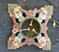 Antique Cast Iron MERRY CHRISTMAS COLORFUL Tree Stand Heavy Holiday 妫ｅ唭锕傚啯瀵