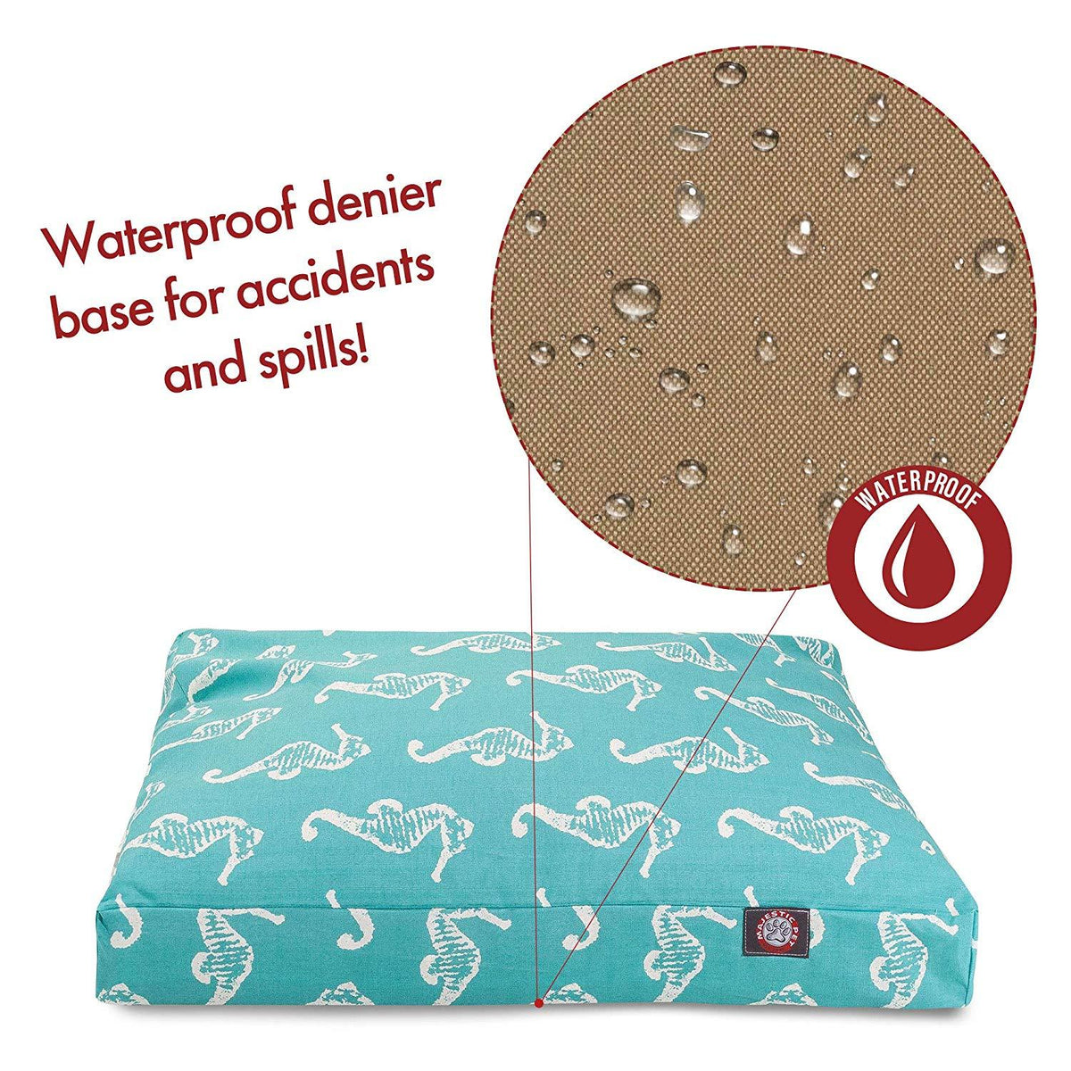 Teal Sea Horse Extra LarRectangle Indoor Outdoor Pet Dog Bed With Removable Washable Cover By Majestic Pet Products