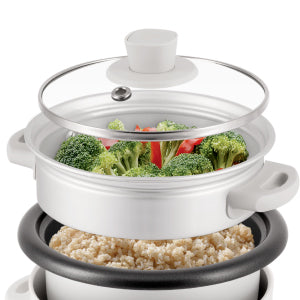 Rice Cooker, 2-Cup (Uncooked) / 4-Cup (Cooked), Steamer, Grain Cooker, Soup Maker, Oatmeal Cooker, Auto Keep Warm, 1 Qt, White, ARC-302-1NG