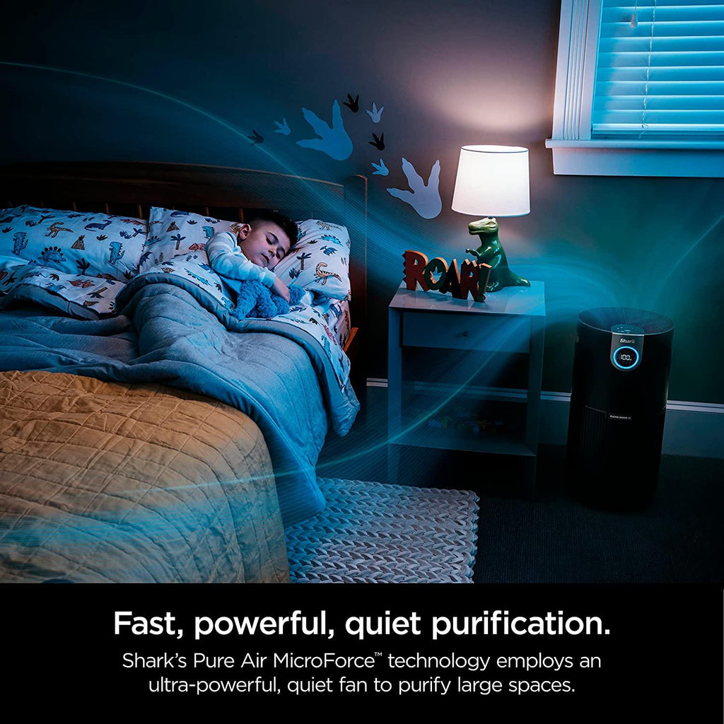 Shark HP202 Air Purifier MAX with True HEPA, Microban Antimicrobial Protection, Cleans up to 1200 Sq. Ft and 99.98% of particles, dust, allergens, viruses, smoke, 0.1–0.2 microns, Odor Lock, Grey