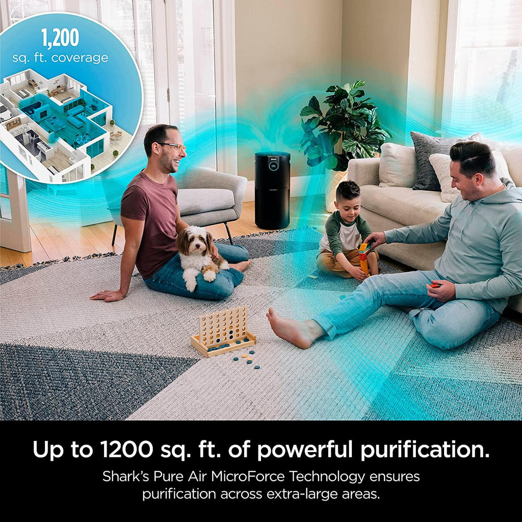Shark HP202 Air Purifier MAX with True HEPA, Microban Antimicrobial Protection, Cleans up to 1200 Sq. Ft and 99.98% of particles, dust, allergens, viruses, smoke, 0.1–0.2 microns, Odor Lock, Grey