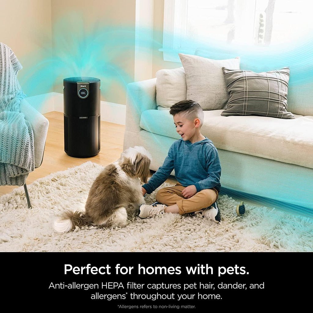 Shark HP202 Air Purifier MAX with True HEPA, Microban Antimicrobial Protection, Cleans up to 1200 Sq. Ft and 99.98% of particles, dust, allergens, viruses, smoke, 0.1–0.2 microns, Odor Lock, Grey