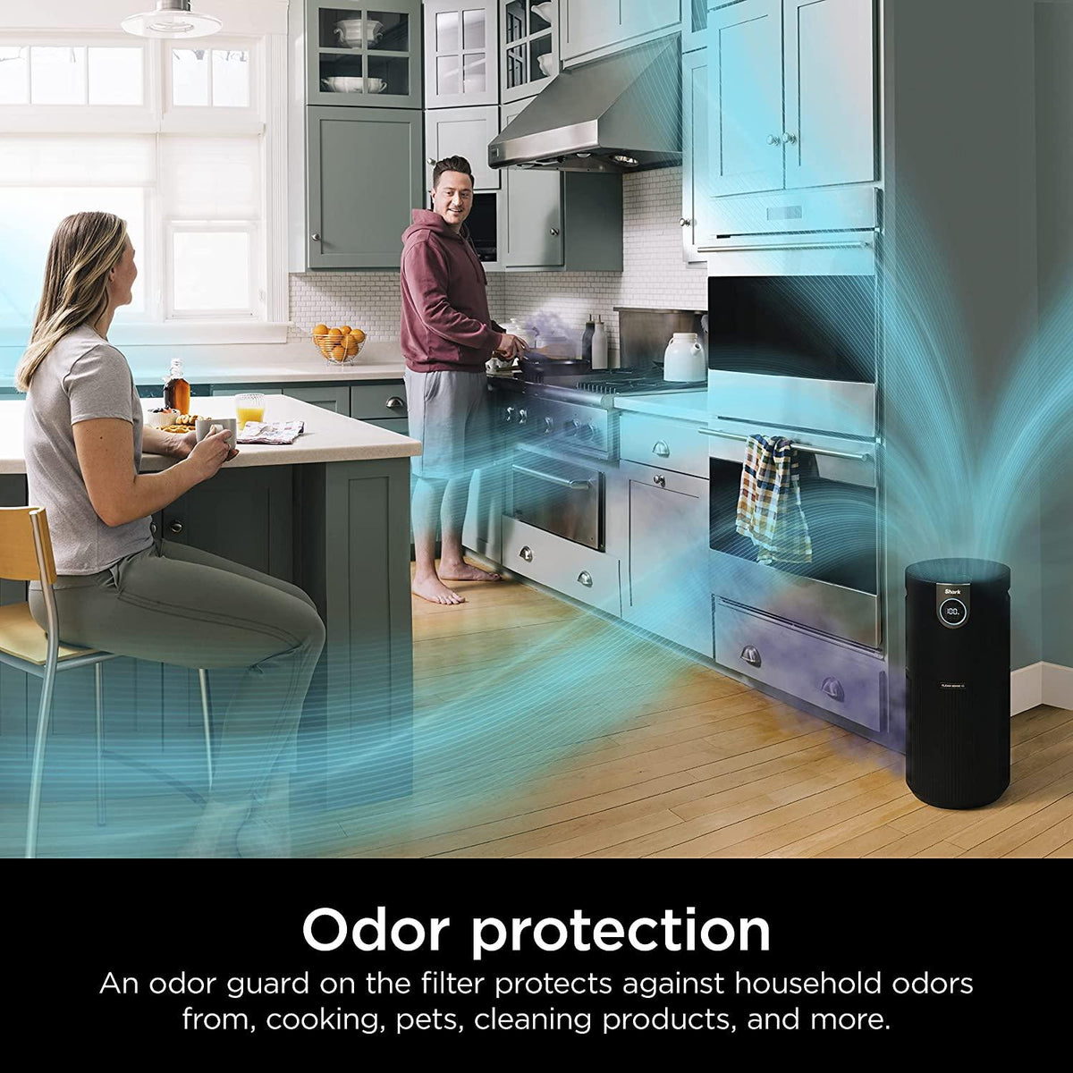 Shark HP202 Air Purifier MAX with True HEPA, Microban Antimicrobial Protection, Cleans up to 1200 Sq. Ft and 99.98% of particles, dust, allergens, viruses, smoke, 0.1–0.2 microns, Odor Lock, Grey