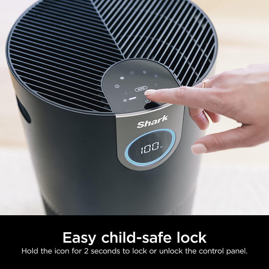 Shark HP202 Air Purifier MAX with True HEPA, Microban Antimicrobial Protection, Cleans up to 1200 Sq. Ft and 99.98% of particles, dust, allergens, viruses, smoke, 0.1–0.2 microns, Odor Lock, Grey