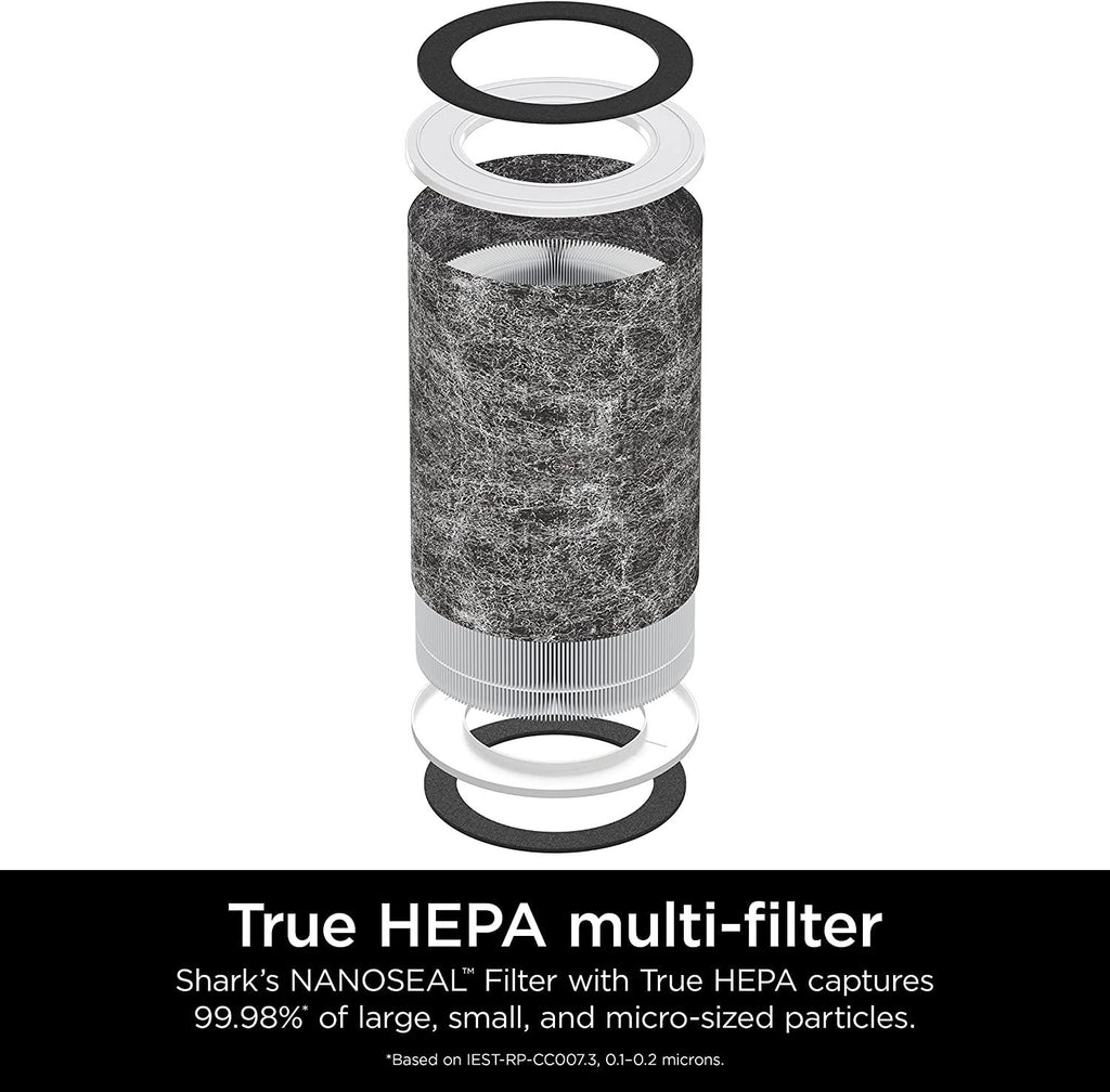 Shark HP202 Air Purifier MAX with True HEPA, Microban Antimicrobial Protection, Cleans up to 1200 Sq. Ft and 99.98% of particles, dust, allergens, viruses, smoke, 0.1–0.2 microns, Odor Lock, Grey
