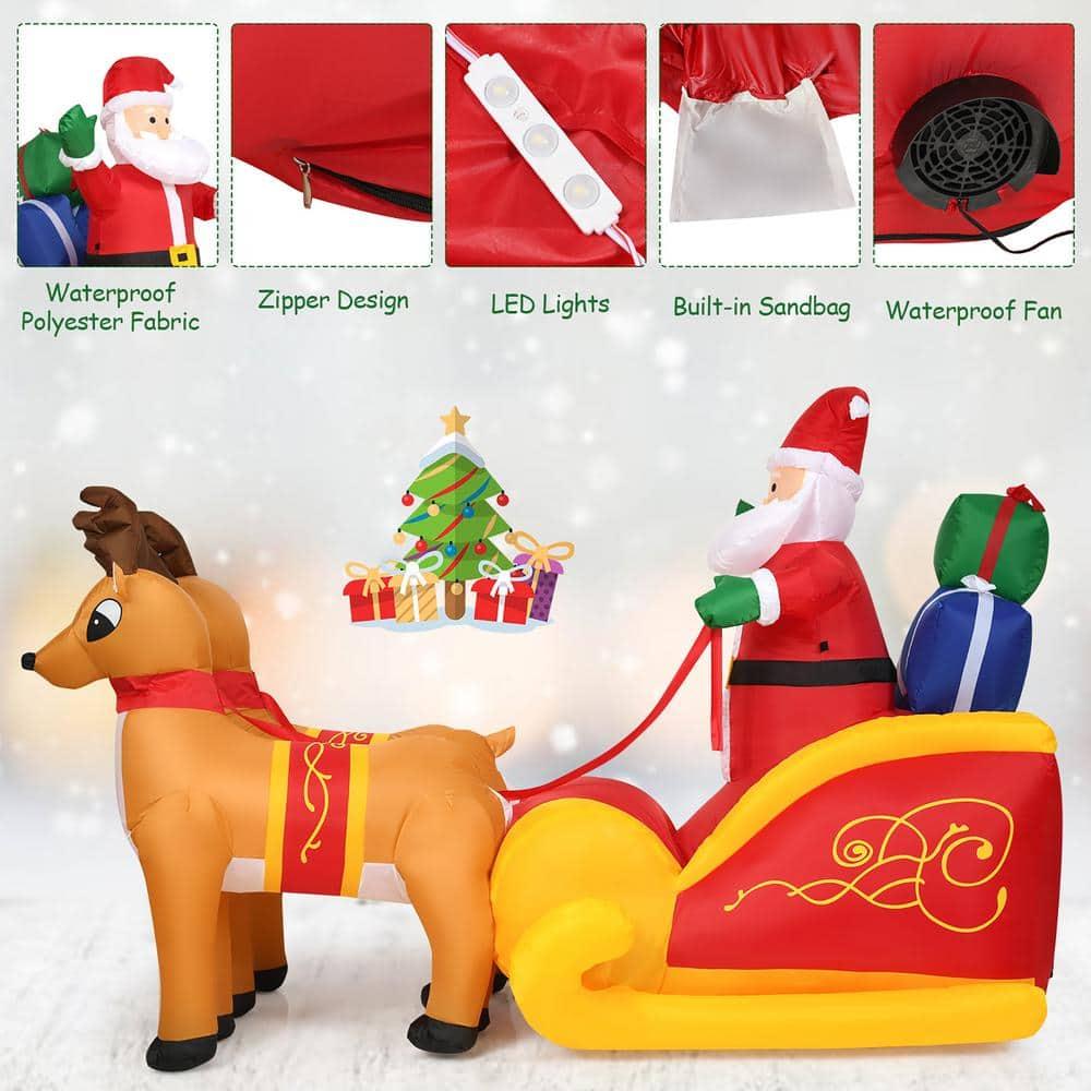 6 ft. Pre-lit LED Lights Santa Double Deer Christmas Inflatable with Waterproof Polyester Fabric
