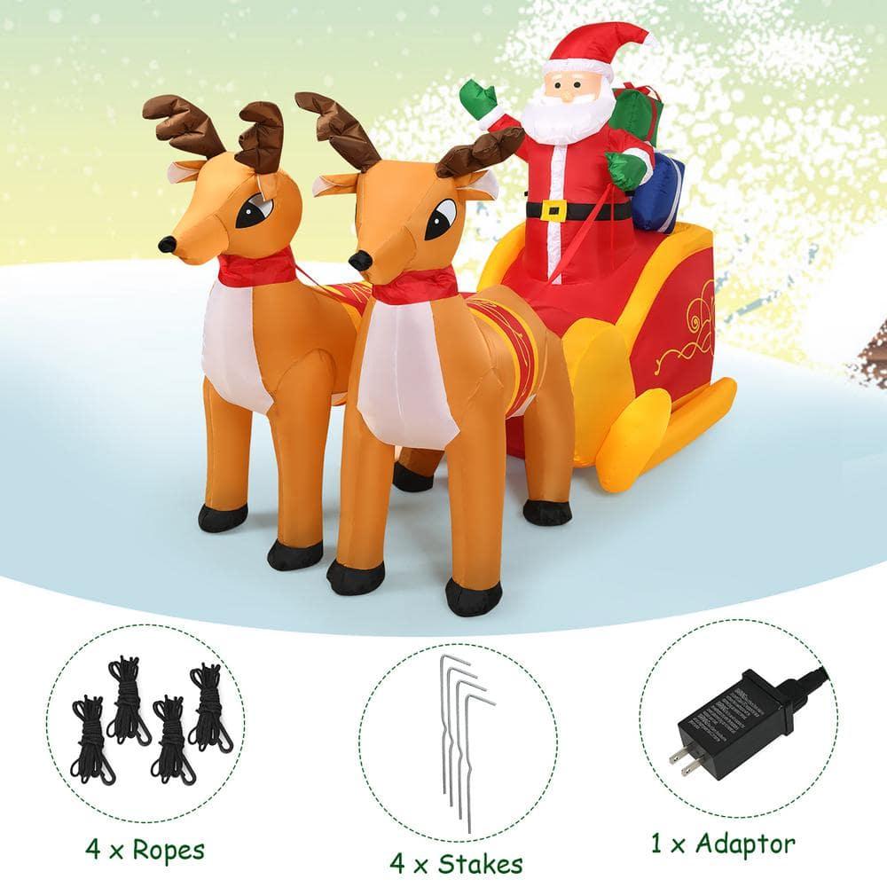 6 ft. Pre-lit LED Lights Santa Double Deer Christmas Inflatable with Waterproof Polyester Fabric