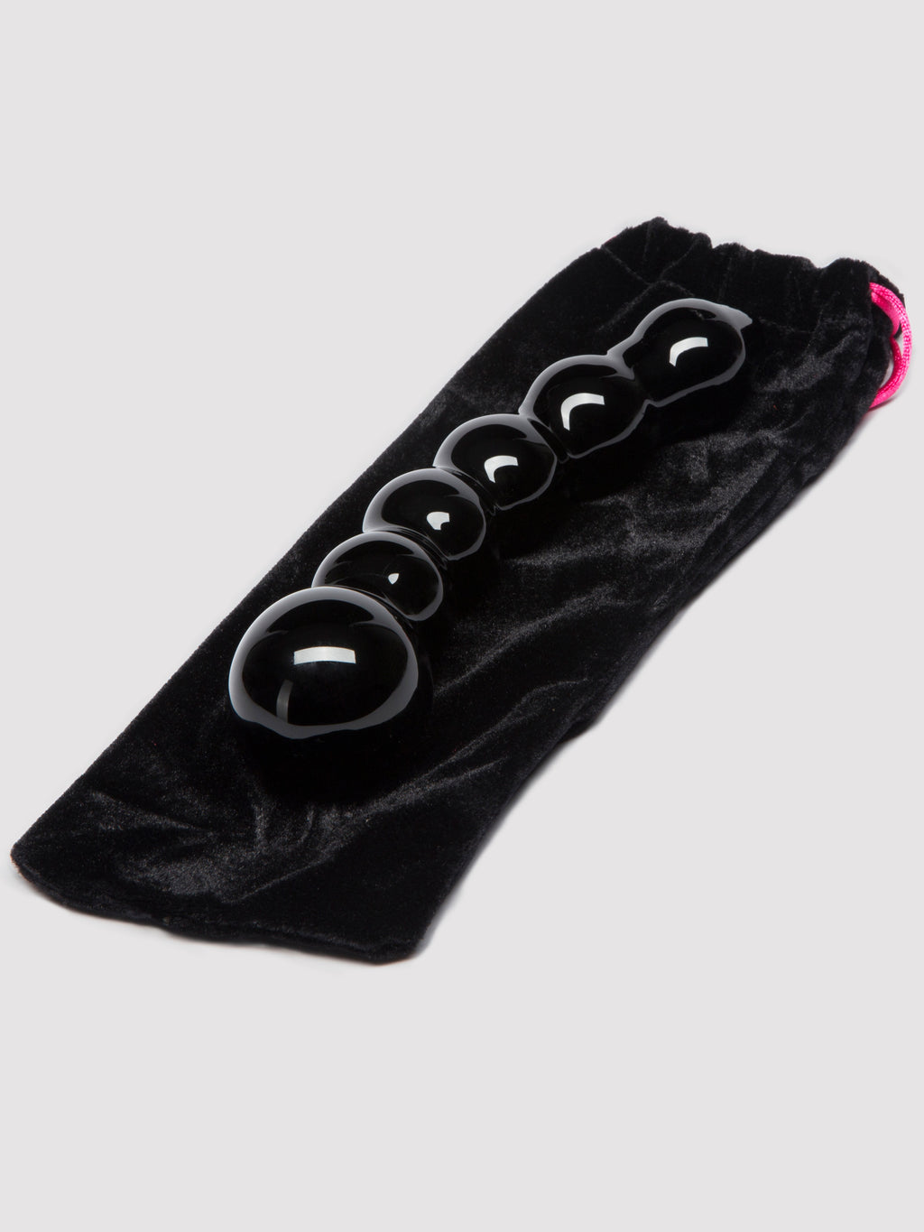 Lovehoney Beaded Sensual Glass Dildo 7 Inch, Black | Black