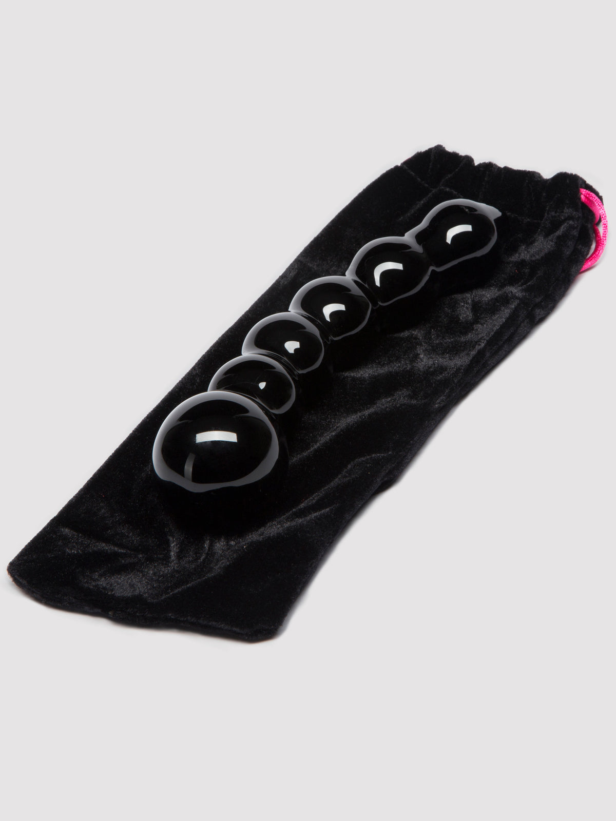 Lovehoney Beaded Sensual Glass Dildo 7 Inch, Black | Black