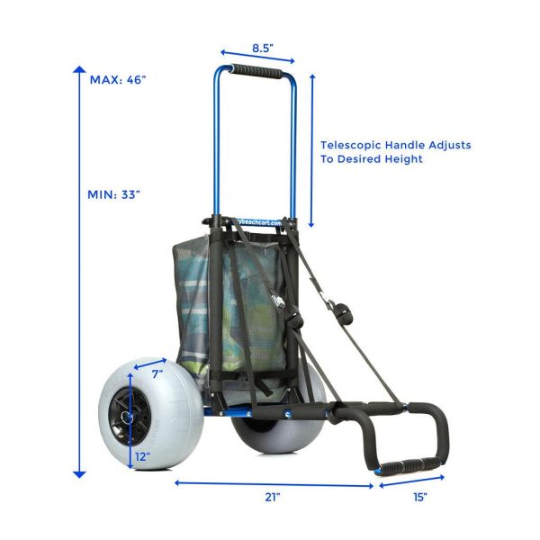 my beach cart heavy duty folding beach cart with big wheels and balloon tires to glide over sand