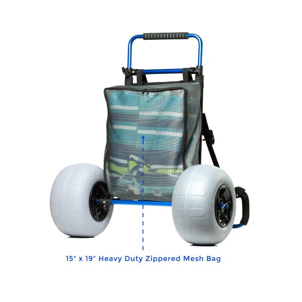 my beach cart heavy duty folding beach cart with big wheels and balloon tires to glide over sand