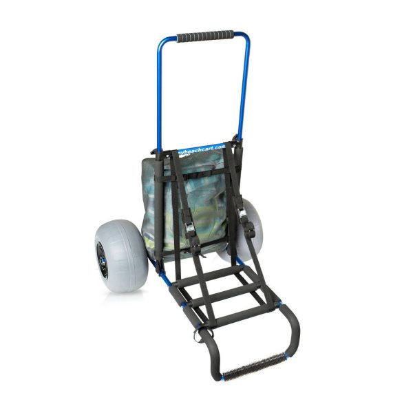 my beach cart heavy duty folding beach cart with big wheels and balloon tires to glide over sand