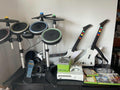 xbox 360 guitar hero lot game controller drums console cords rock band 2 3 tour