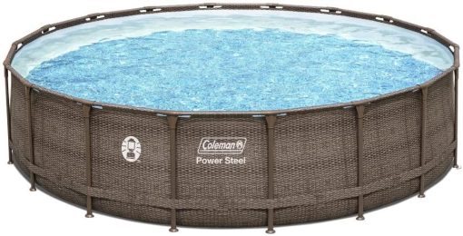 coleman 18′ x 48″ power steel frame above-ground swimming pool set