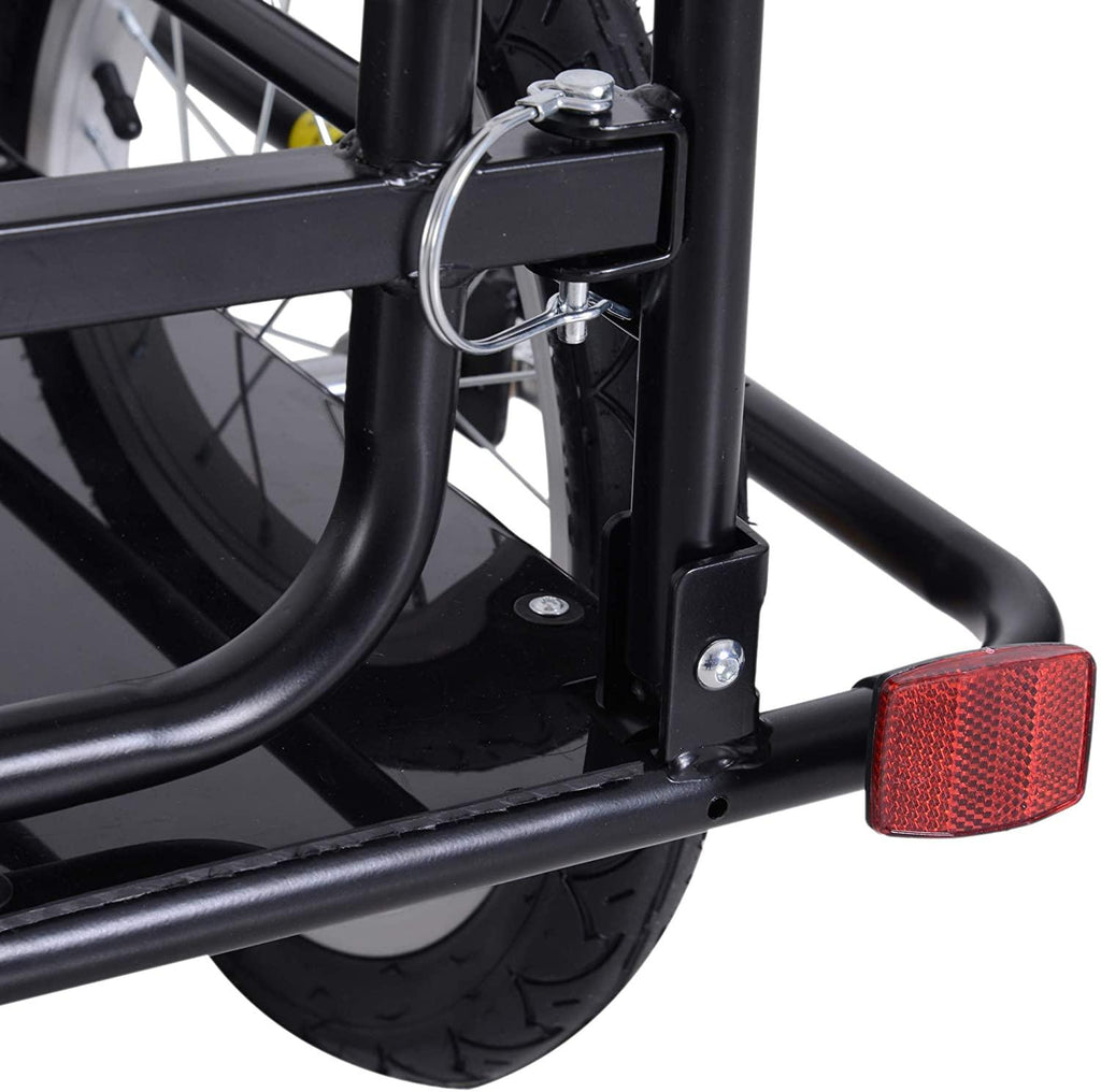 aosom foldable bike cargo trailer cart with hitch, 80lbs capacity, 16in wheels, black