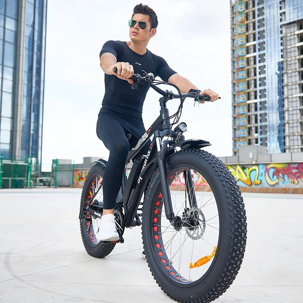 speedrid electric bike 48v 500w fat tire electric bike snow bike 26" 4.0, 48v 10ah removable battery and professional 7 speed
