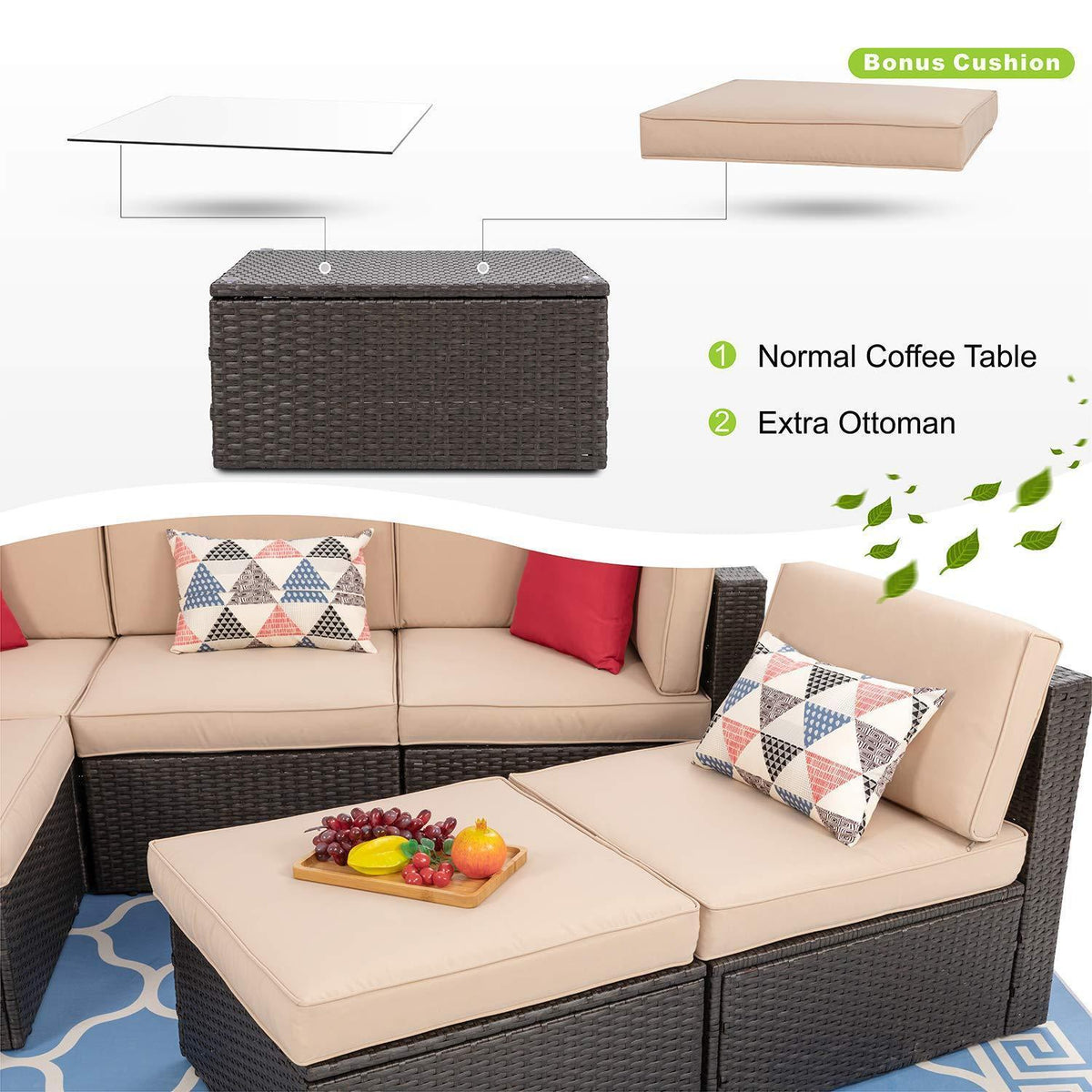 Brown 6 Piece Small Patio Set