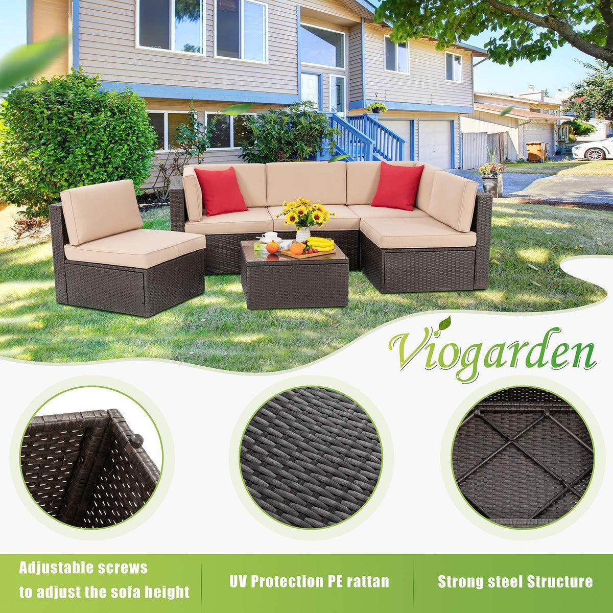 Brown 6 Piece Small Patio Set