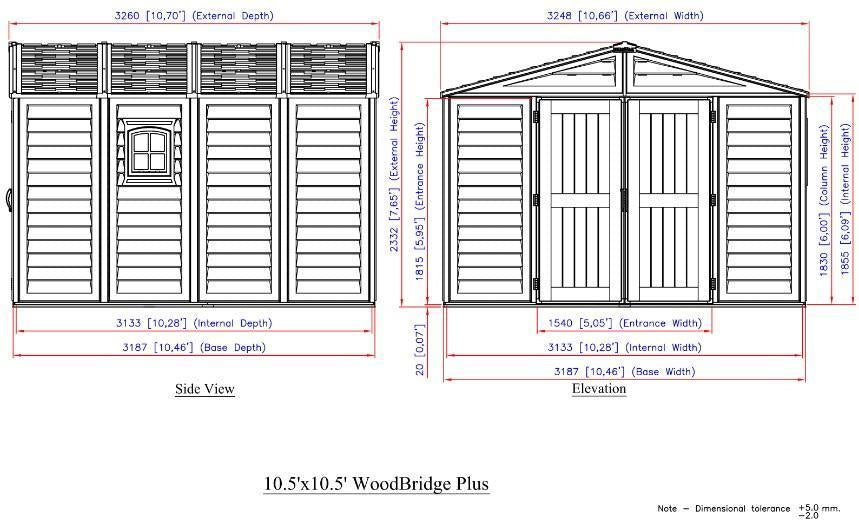 DuraMax 10.5’x13′ Woodbridge Plus Vinyl Shed with Foundation