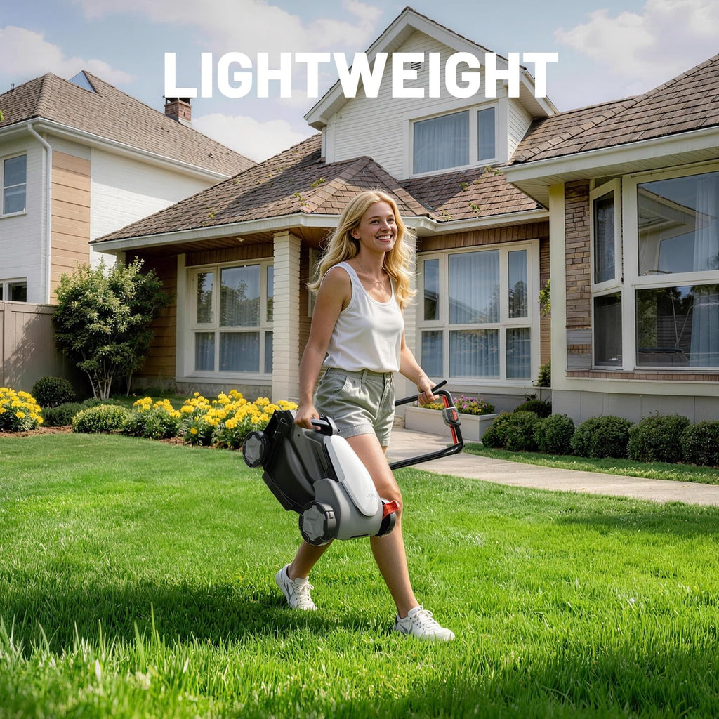 Cordless Lawn Mower 14 Inch, Brushless Battery Powered Push Mower with 2x5Ah Batteries, 5-Position Height Adjustment, 9-Gallon Bag, Lightweight Grass Cutter for Garden Yard Farm