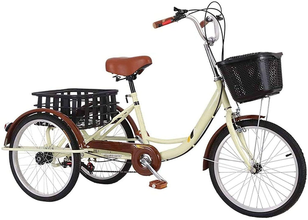 HKPLDE Adult Tricycles Variable Speed, Adult Trikes 3 Wheel Bikes, Three-Wheeled Bicycles Cruise Trike with Shopping Basket,Comfortable Seat and Transmission Gear for Seniors, Women, Men