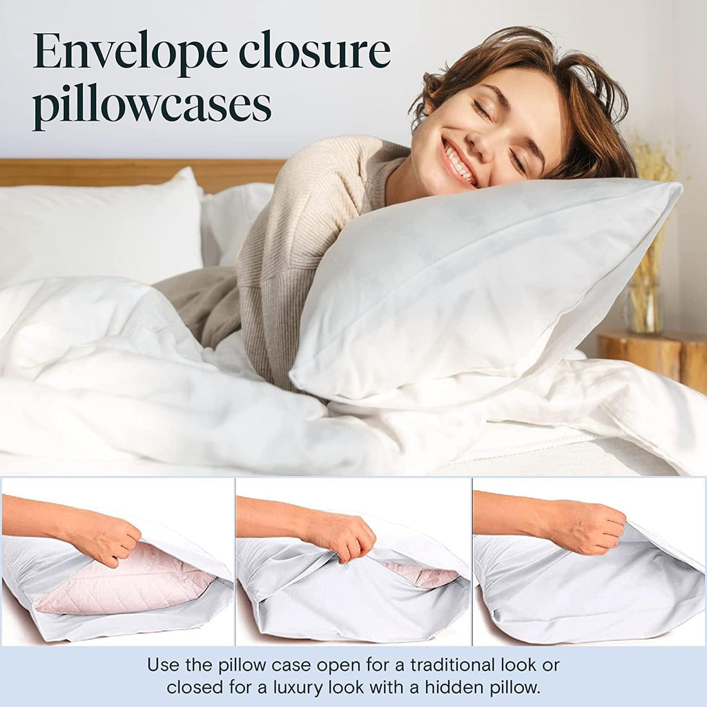 LuxClub 7 PC Extra Deep Pocket Split King Sheets &amp; Pillowcases Set - Hotel Bedding Silky Soft Eco Friendly Wrinkle Free Ultra Soft Cooling Bed Sheet Set deep Pocket up to 21" (Split King, White)