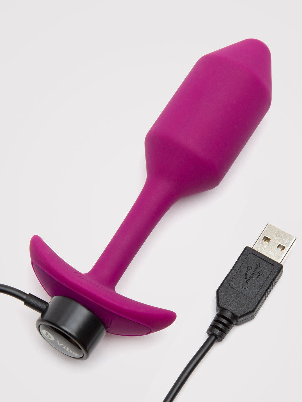 b-Vibe Vibrating Snug Plug Medium Weighted Silicone Butt Plug 3 Inch, Purple