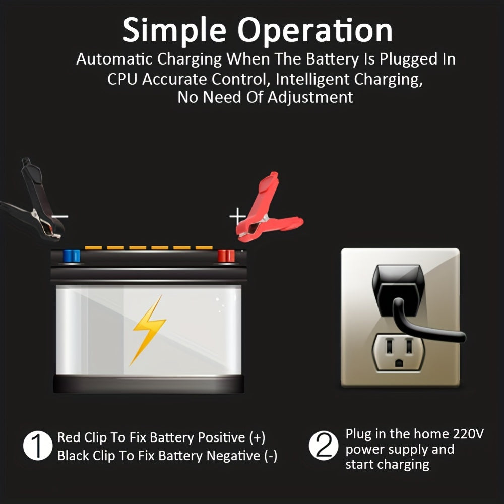 Car Battery Charger 12V 6A Fully-Automatic Smart Trickle Charger Battery Maintainer Pulse Repair Charger Suitable For Car/Moto/Boat/RV/SUV/ATV
