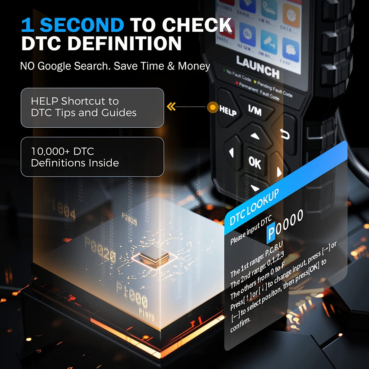 LAUNCH OBD2 Scanner CR529 One-Click I/M, Full OBDII Code Reader, 5 Years Quality Backup, F Ree Lifetime Update Diagnostic Scan Tool, Clear Codes
