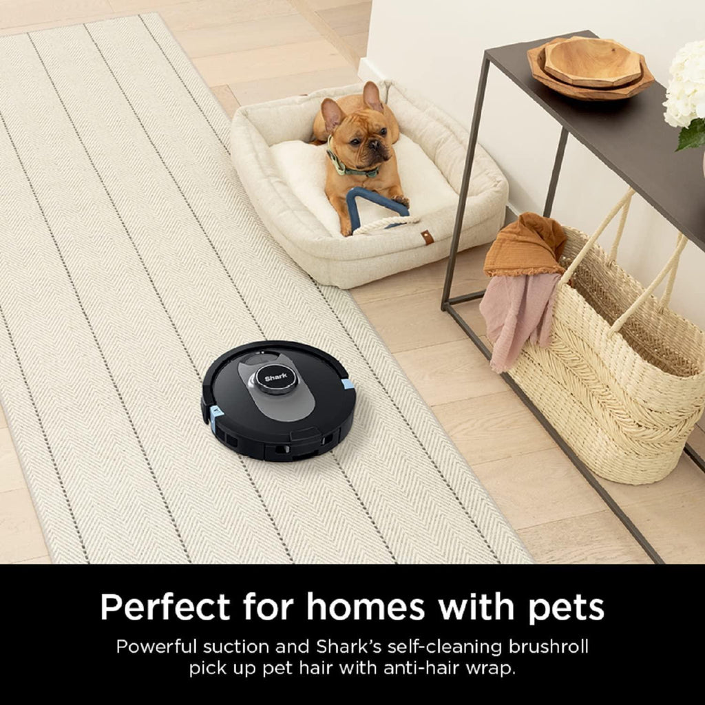 Shark AI Ultra Robot Vacuum, with Matrix Clean, Home Mapping, 60-Day Capacity HEPA Bagless Self Empty Base, CleanEdge Technology, Perfect for Pet Hair, Wifi, Works with Alexa, Black/Silver (RV2502AE)
