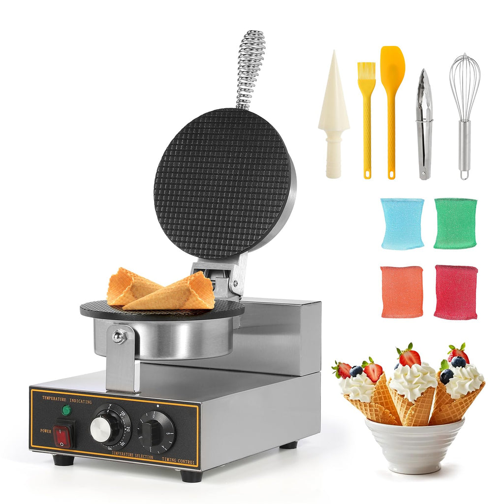 Commercial Ice Cream Cone Machine Waffle Cone Maker 110V Electric  Steel Egg Roll Mold Nonstick Waffle Cone and Bowl Maker for Home Restaurant Use 1200W