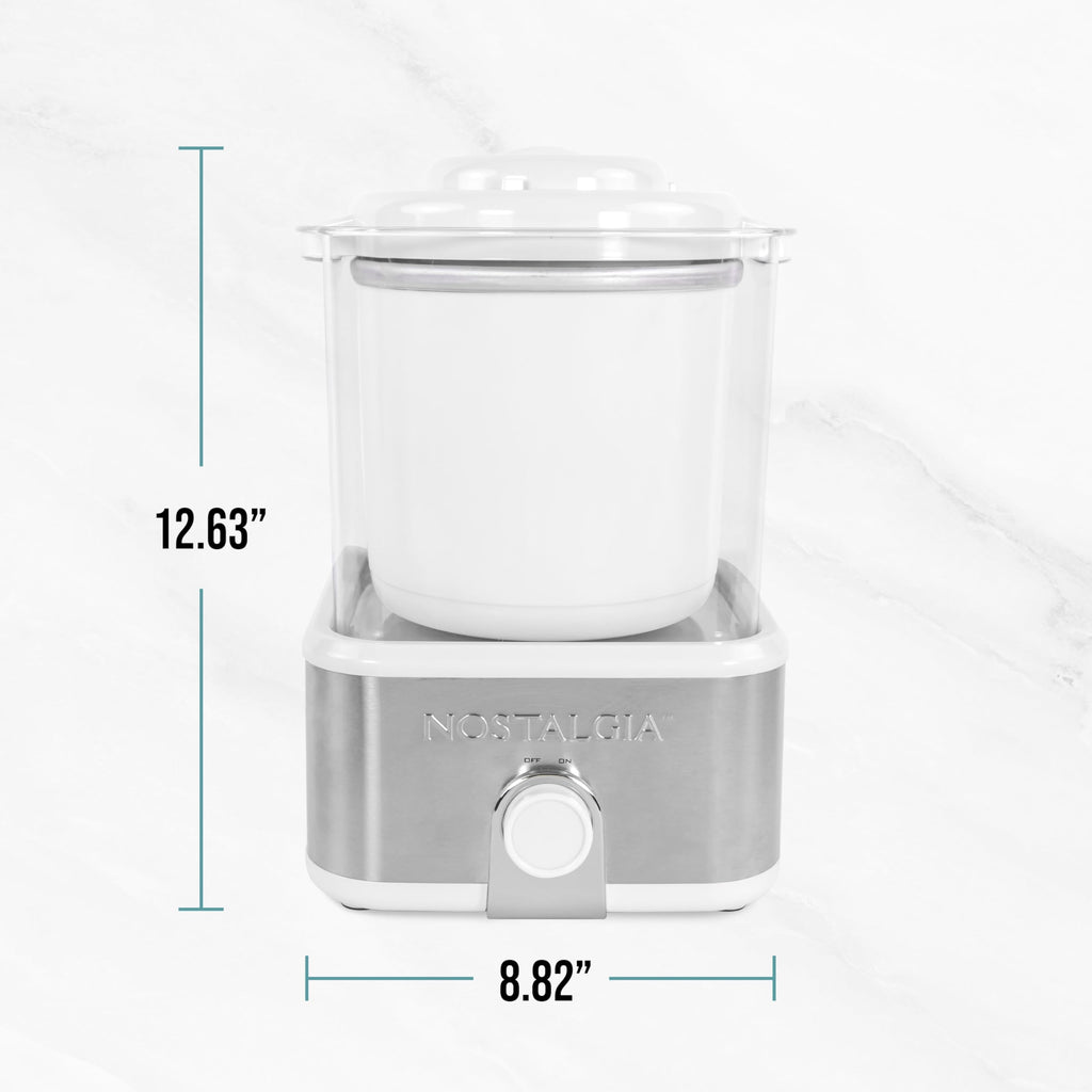 Electric Ice Cream Maker with 2-Qt Double Insulated Gel Canister &  Steel Base - Makes Sorbet, Soft Serve, and Frozen Yogurt - White