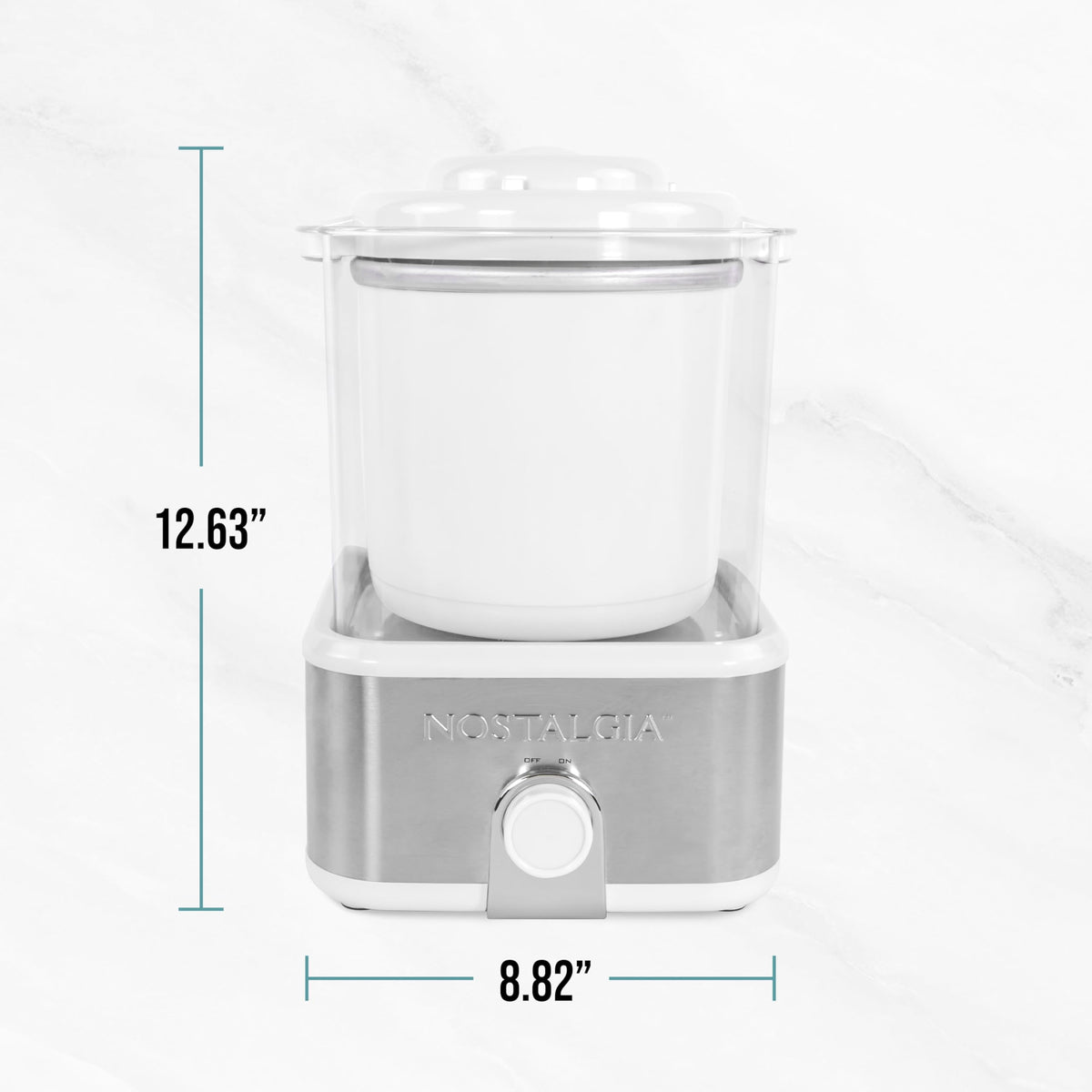 Electric Ice Cream Maker with 2-Qt Double Insulated Gel Canister &  Steel Base - Makes Sorbet, Soft Serve, and Frozen Yogurt - White