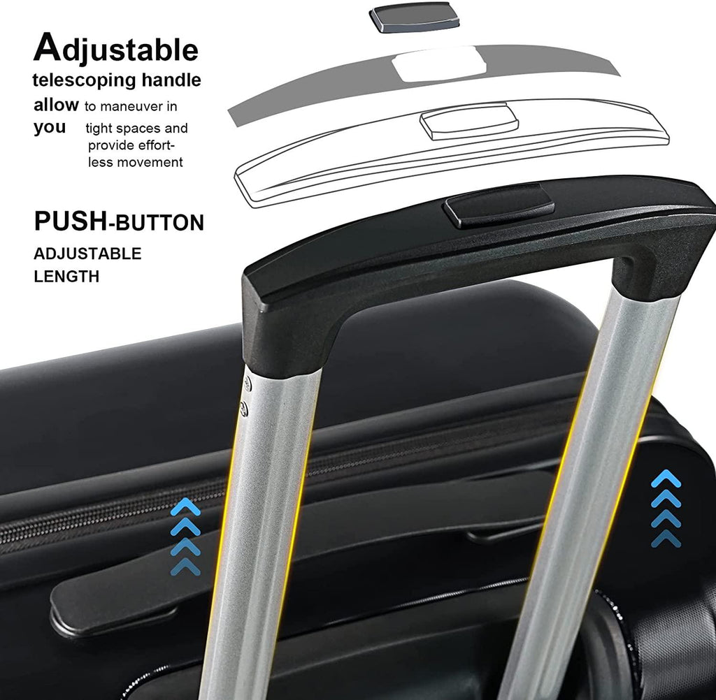 Luggage 3 Piece Set Suitcase Lightweight Hardside Removable-Spinner Wheels with TSA Lock(20',24',28')_Black, 828