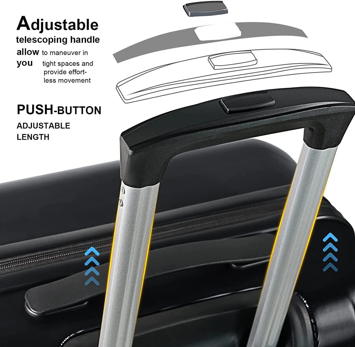 Luggage 3 Piece Set Suitcase Lightweight Hardside Removable-Spinner Wheels with TSA Lock(20',24',28')_Black, 828