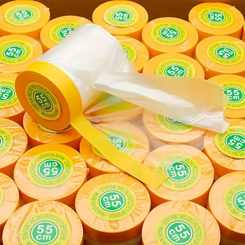 Pre-Taped MasFilm, Clear Plastic Sheeting Plastic Drop Cloths For Painting, Automotive Appliance, Plastic Sheeting Cover For Home Painting