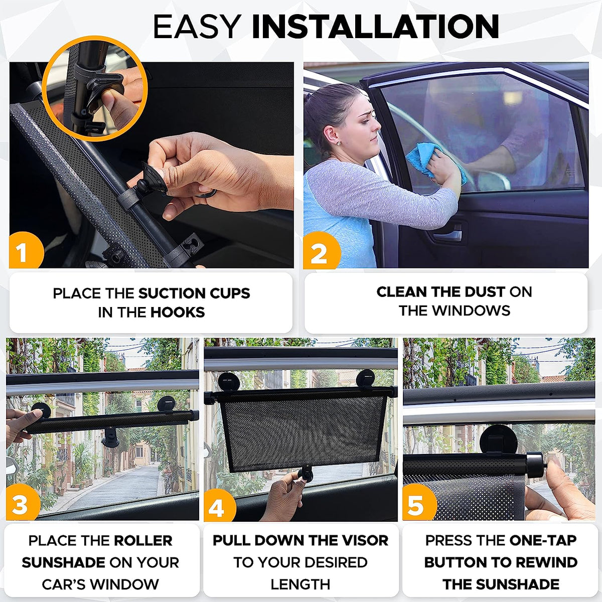 EcoNour Car Window Shades for Windows (2 Pack) | Shade Automotive Interior Sun Protection Large Offers Complete from UV Rays and Glare 18" x 20"