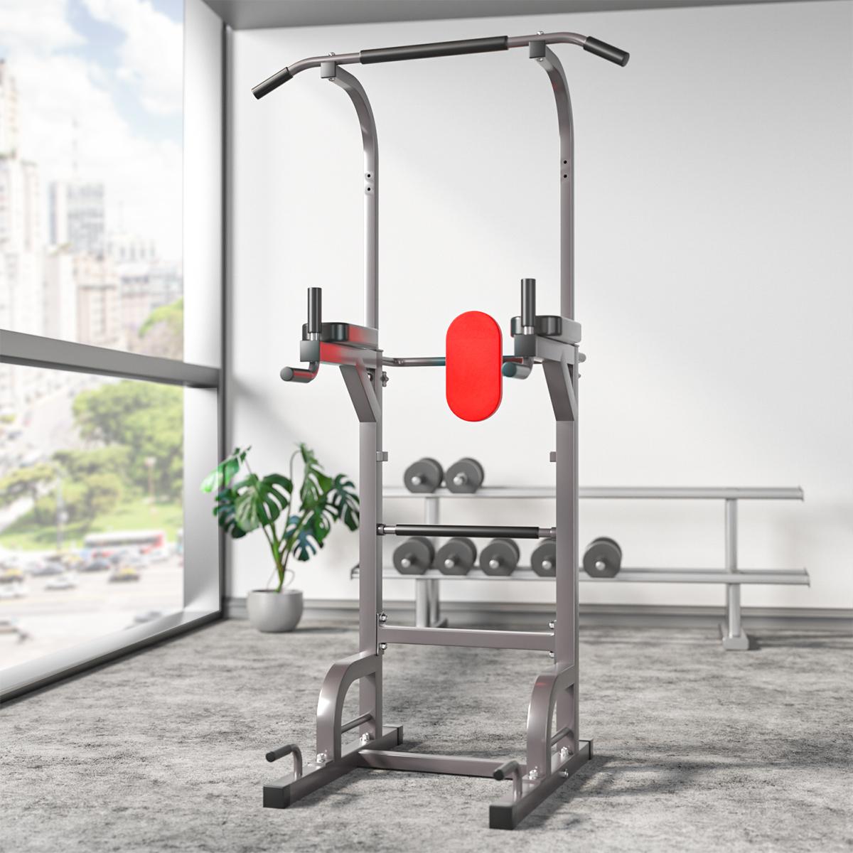 Multifunctional Power Tower Adjustable Heights Workout Dip Station for Adults and Kids Home Gym Strength Training Fitness Equipment, 400LB Max Weight