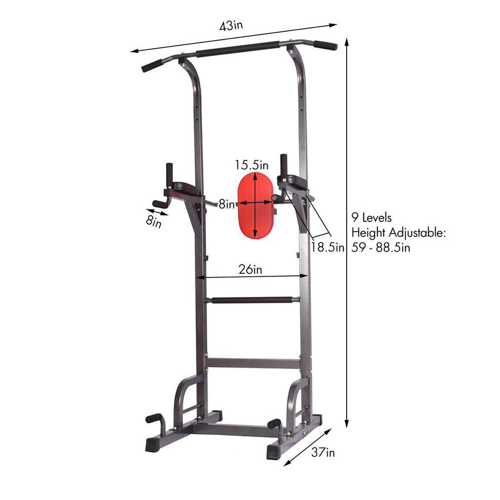 OUSGAR Multi-Function Power Tower, 9-level Height Adjustable Pull up Station Home Workout Bar Pull up Bar Push Up Home Fitness Workout Station Dip Stands Pull up Tower, 440LBS Max Weight