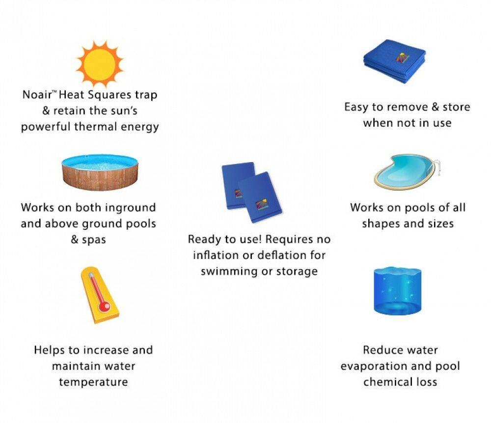 12 pack noair blue 54" heat squares s-1254 solar swimming pool heating tarp