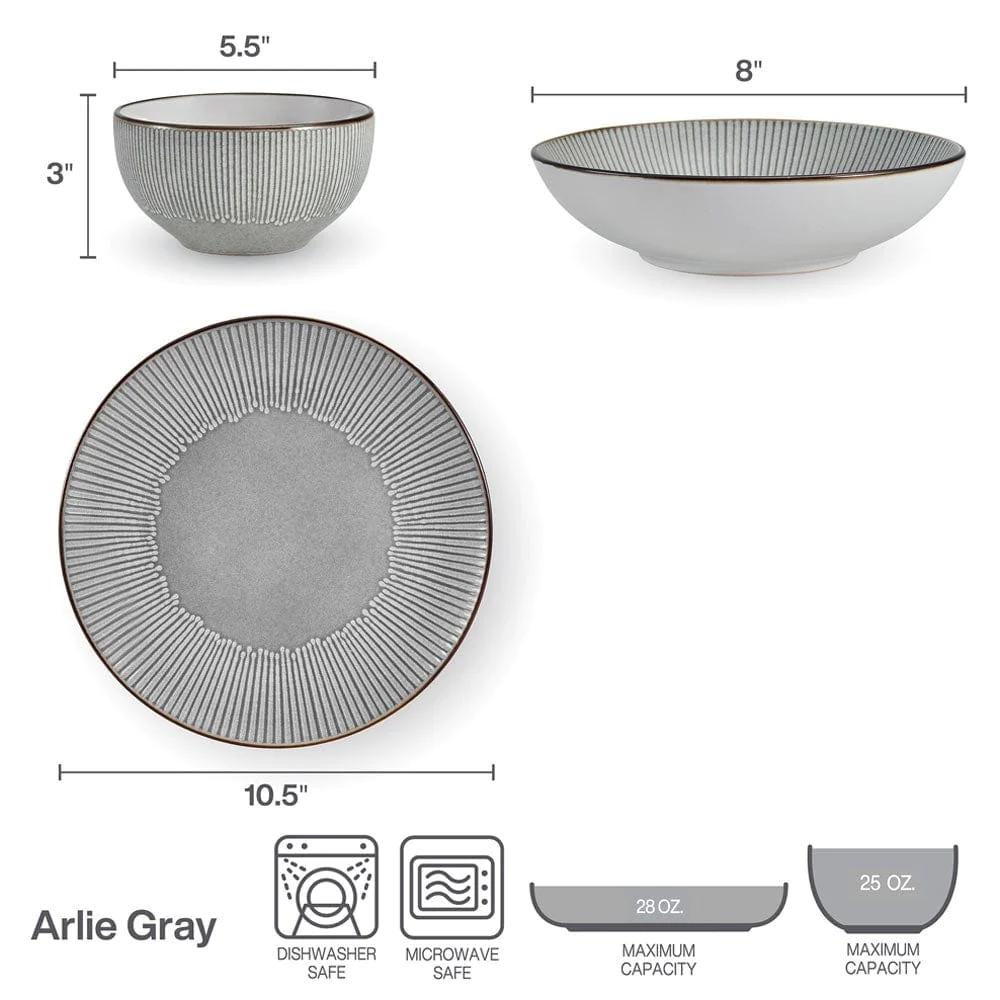 Arlie Gray 12 Piece Dinnerware Set, Service for 4