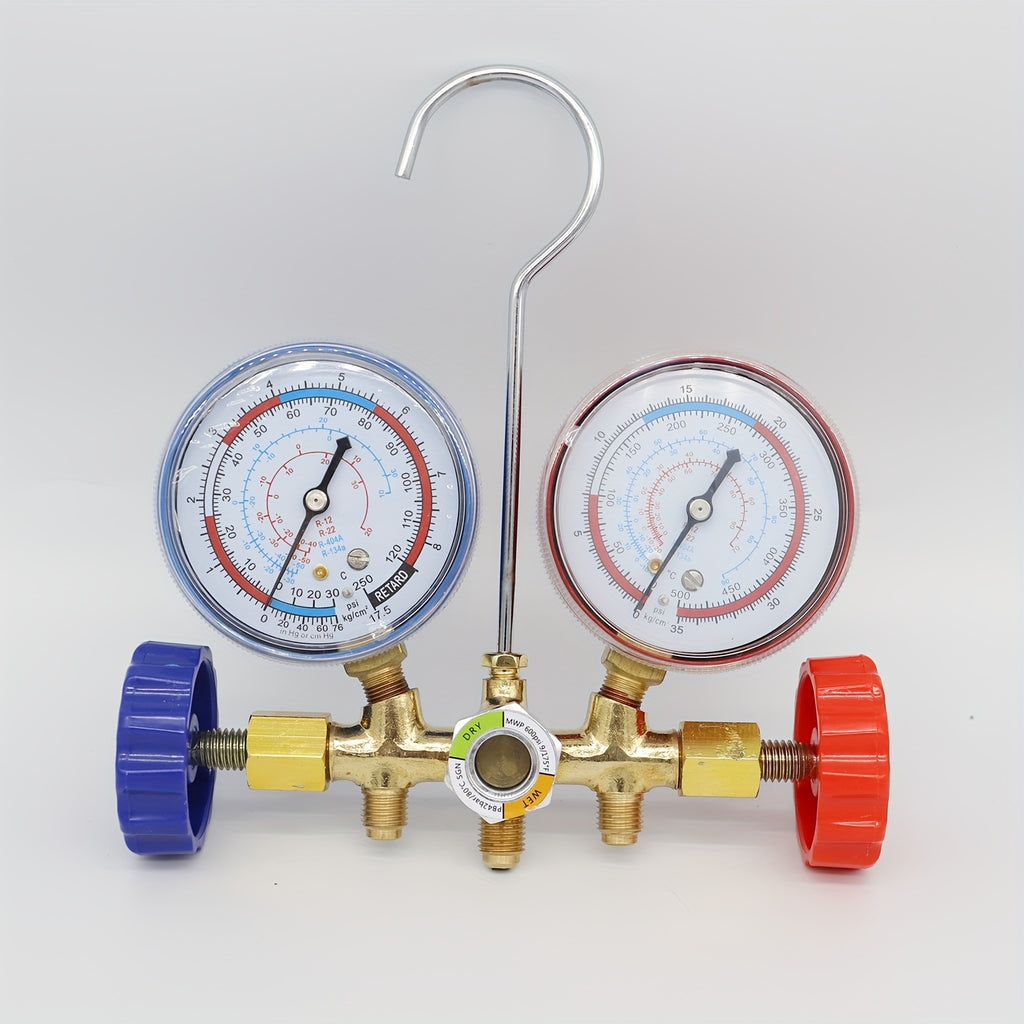 For R12 R22 R404A R134A Manifold Refrigerant GauAir Condition Refrigeration Set Air Conditioning Tools With Hose And Hook