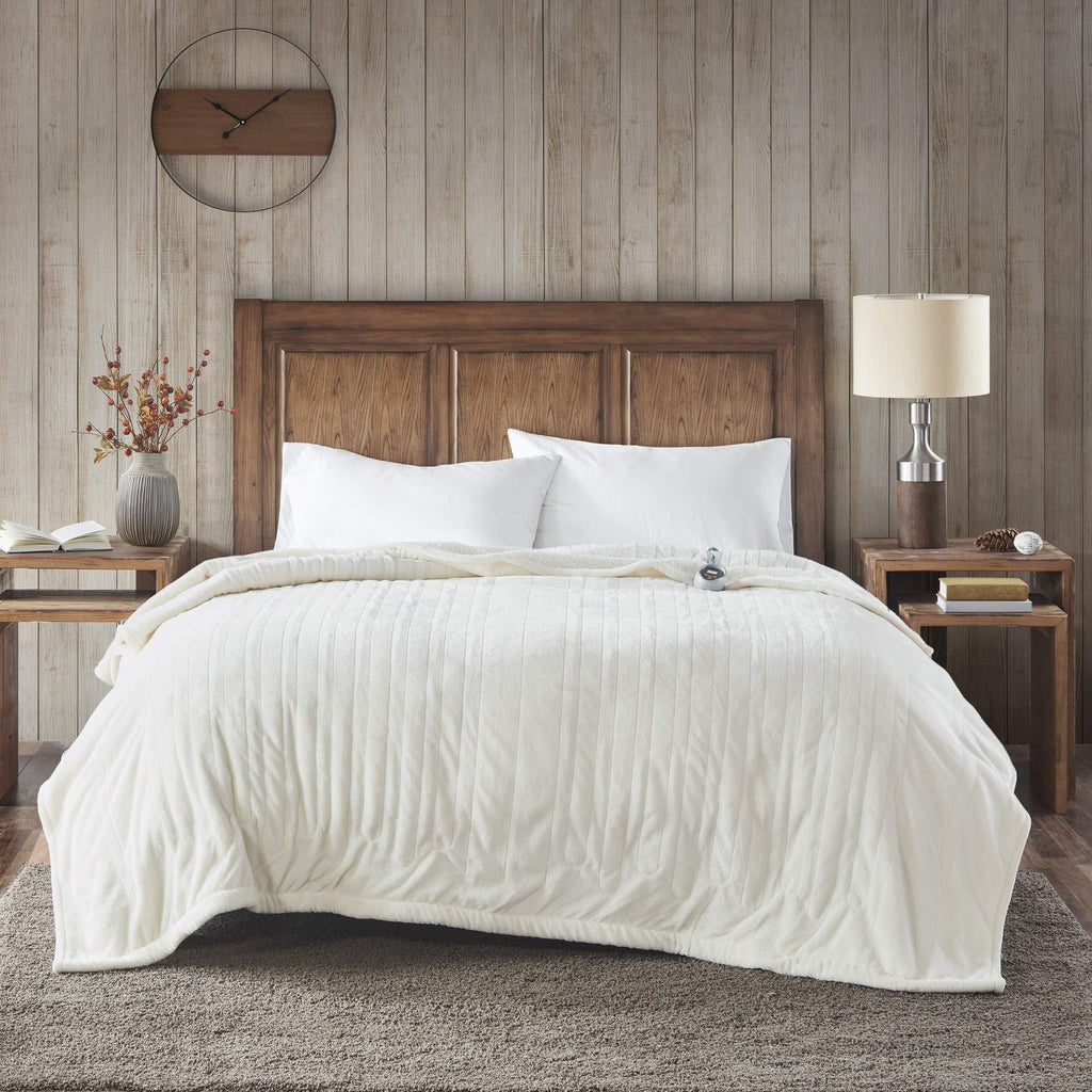 Gracie MIlls Elect Electric Blanket with 20 Heat Level Setting Controller Full: 80x84" Ivory -WR54-1764