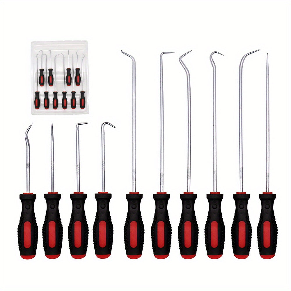 10pcs Pick & Hook Set Extra Long O-Ring & Seal Remover Soft Grip Assorted Shapes