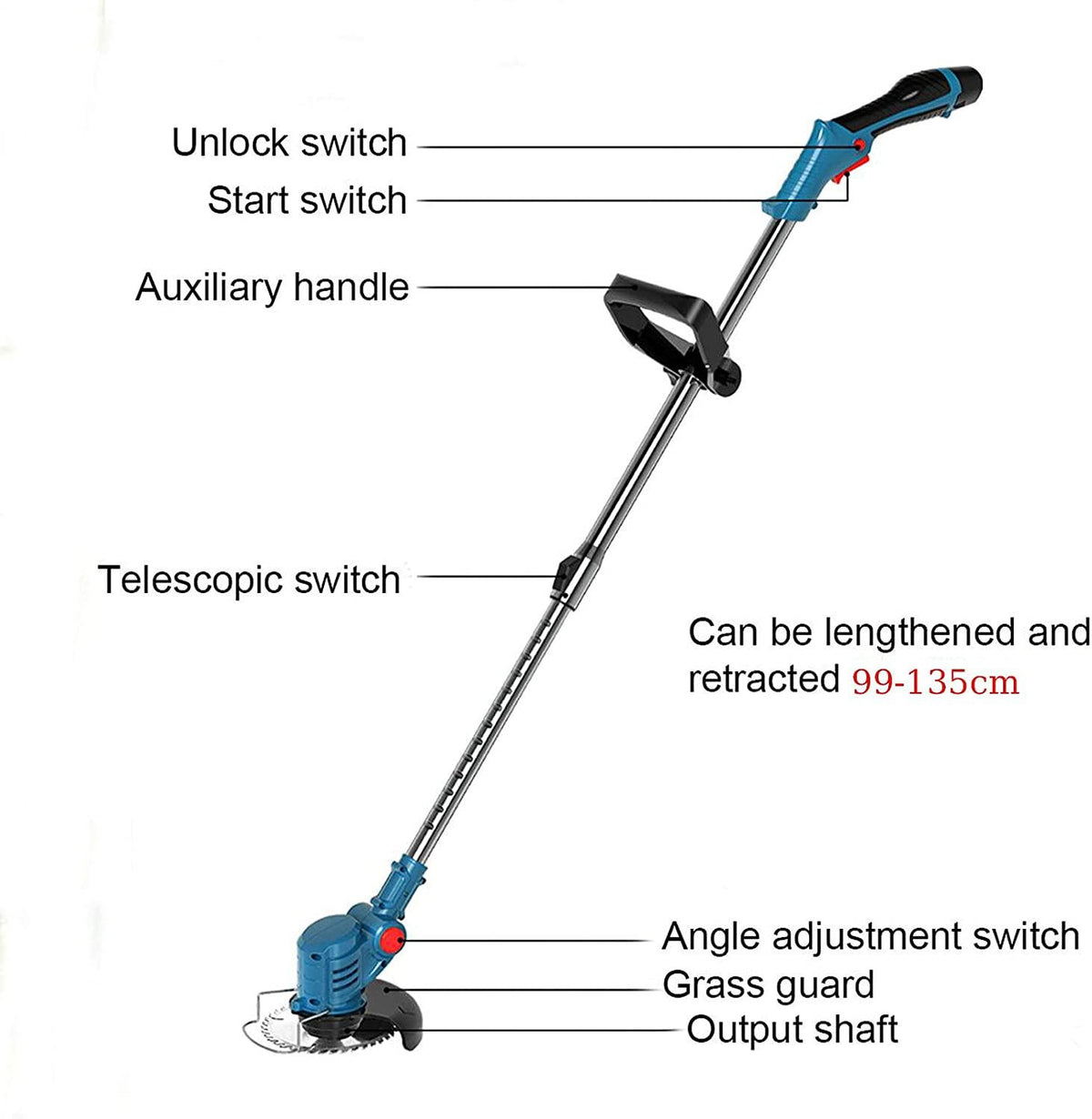 KHLRDK 12V Electric Grass Trimmer, Telescopic Electric Lawn Mower, Power Weeder with Battery and Charger for Lawn Trimming, Lawn Care, Driveway & Pathway Edging
